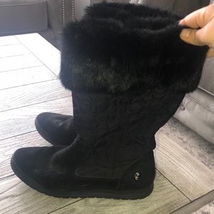 Coach black suede and fur winter boots